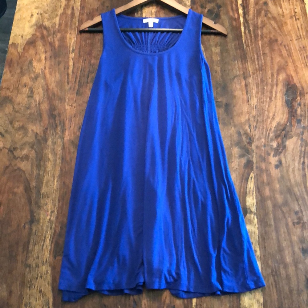 Cobalt blue hi-lo racerback trapeze dress